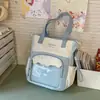 Mochila Escolar Estilo Academia para Alunas do Ensino Fundamental II, Ita Bag Estilo Japonês, Mochila de Grande Capacidade, Bolsa Transparente Fofa com Boneca, Mochila Estilo Ins
