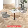 Mesa Redonda de Pizarra Impermeable y Resistente al Sol para Exteriores y Sillas para Patio, Villa al Aire Libre, Balcón de Ocio, Mesa Cuadrada, Silla de Ratán de Moda