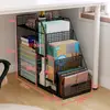 Estante de armazenamento para livros sob a mesa, caixa de armazenamento de livros de chão, carrinho móvel com rodas, estante simples para livros ilustrados infantis