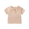 Camiseta de Verano de Manga Corta para Niña 2026 Nuevo Estilo Moda Versátil Camiseta Básica Ropa de Verano Top Casual Estilo Coreano para Niña Pequeña