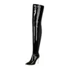 Botas Britânicas de Couro Patente Novo Estilo Acima do Joelho, Botas de Cavaleiro que Mostram as Pernas, Botas Femininas Sexy de Salto Alto Estilo de Rua, Botas para Pole Dance, Calçados de Exportação