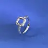 Anillo de Plata de Ley S925 con Montura para Piedra Redonda de 7 mm, Base de Anillo Novedosa Enrollada para Incrustación DIY con Accesorios de Diamante
