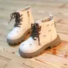 Botas de Cuero para Niñas 2026 Nuevas Botas Martin de Invierno para Niños Botas de Algodón Cálido con Peluche para Niñas Niños Medianos y Grandes Botines Bordados