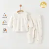 Conjunto de Roupas de Outono para Bebê Algodão Puro Meninos e Meninas Roupa Íntima Pijama de Manga Longa Infantil Roupas de Casa para Bebê Primavera e Outono