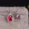 Venta al por mayor de Aretes Vintage de Plata Tailandesa Plata S925 Joyería Aretes Cristal Hueco Corindón Rojo para Mujer