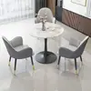 Mesa de negociación de tablero de roca y combinación de sillas, silla de cuero con garra de gato, mesa de recepción de negocios, mesa redonda pequeña, mesa de café de ocio para balcón, mesa de comedor de lujo ligero