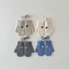 Guantes Infantiles Coreanos Yipan Invierno Nuevo Estilo Ins Guantes Sin Dedos en Forma de Corazón Cálidos y a Prueba de Frío Guantes para Colgar en el Cuello de Bebé