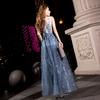 Vestido de Noche para Mujer 2026 Estilo Verano, Elegante y Digno Vestido Largo, Adelgazante Azul Estilo Hada Vestido de Gala para Anfitriona de Banquete