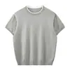 Camiseta de Punto para Hombre, Estilo Delgado de Verano, Cuello Redondo, Serie de Bloques de Color, Manga Corta, Lujo Sencillo, Estilo Old Money