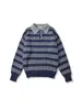 Suéter de Punto Rayado Transfronterizo Europeo y Americano Otoño 2025 Nuevo Color Retro Americano Rayas de Bloques de Color Cuello Polo Suéter Versátil