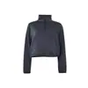 Moletom de outono com mangas compridas, à prova de vento, gola alta com cordão na barra, top atlético casual de corte solto com zíper parcial para mulheres
