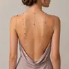 Cadena corporal con temperamento de metal estilo halter con decoración transfronteriza europea y americana, collar con cadena trasera con colgante redondo de lentejuelas simple para mujer