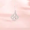 Collar de Plata de Ley S925 con Colgante de Trébol de Cuatro Hojas Giratorio de Circonita para Mujer, Diseño de Nicho, Estilo de Celebridad de Internet a la Moda, Colgante de Trébol de la Suerte para Llevar en el Cuello