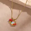 Collar Myya de Acero Inoxidable y Acero de Titanio Europeo y Americano Colgante de Pez Tropical con Aceite Gotas Joyería Linda de Nicho No se Desvanece
