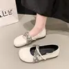 Zapatos de mujer de corte bajo, estilo brisa suave de noche, modernos y elegantes, colección otoño 2026, punta redonda, adecuados para faldas, zapatos Mary Jane de cuero planos