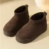 Botas de Nieve Gruesas de Forro Polar Nuevas de Invierno, Zapatos de Algodón Integrados de Cuero Suave y Piel de Borrego de Caña Baja Corta, Botas de Nieve de Moda para Mujer