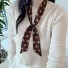Colar Lenço de Seda com Contas Vintage para Mulheres, Floral, Artístico, Estilo Fresco, Acessório de Pescoço Longo, Decoração da Moda, Lenço Estilo Faculdade