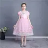 Vestido da Princesa Aisha de Frozen estampado de manga curta para o verão saia de performance para o Dia das Crianças meninas