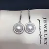 Ganchos para Oreja de Perla de Agua Dulce Natural de Zhuji, Pendientes Redondos Geométricos Sencillos y de Moda con Zirconia Microincrustada y Perla, Venta al por Mayor de Joyería