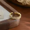 Anillo Abierto Personalizado de Circonita Chapado en Oro Real Diseño de Nicho para Mujer Anillo Irregular Liso Retorcido para Dedo Anillo para Dedo Índice