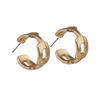Aguja de Plata S925 Corea del Sur Dongdaemun Mismos Aretes Aretes de Oro Mate Viento Frío Huecos de Metal Aretes Exagerados para Mujer