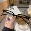 Armazones de Lentes de Prescripción Fotocromáticos Grises Anti-Luz Azul para Mujer, Armazón Cuadrado de Influencer de Tiktok, Armazón de Lentes Liso, Lentes Terminados para Transmisión en Vivo al por Mayor