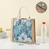 Bolsas de lino tipo tote de gran capacidad hechas a medida, con diseños de pinturas al óleo vintage, cierres magnéticos ocultos y disponibles con impresión de logotipo.