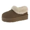 Sapatos de algodão fofos de sola grossa de estilo nordestino para mulheres, inverno, com fleece adicionado, espessados, novo estilo 2026, botas de neve integradas de couro e pele