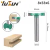Yusheng Cortador en T Cortador de muescas Doble filo Pintura Verde 8 mangos Fresadora para carpintería Doble filo Tablero de madera Extracción de ranura Ranurado y Cortador de espiga