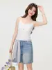 Camisola Branca com Renda para Mulheres, Novo Estilo Primavera/Verão 2026, Adequada para Usar em Camadas ou Sozinha, Top Sem Mangas de Corte Justo