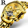Reloj Mecánico Puro Correa de Acero Sólido Acero Inoxidable Totalmente Automático Reloj de Hombre de Gama Alta Reloj Mecánico Transparente Totalmente Calado para Hombre