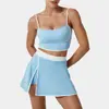 Trajes Deportivos Europeos y Americanos Transfronterizos, Faldas de Tenis para Mujer, Sujetadores Deportivos de Color Contrastante, Ropa Interior de Espalda Bonita, Faldas Cortas, Conjunto de Dos Piezas de Ropa de Yoga