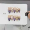 Daiyueda Unhas Vestíveis Puras Feitas à Mão Nova Coleção Outono e Inverno B275 Patch de Manicure Olho de Gato Elegante Esculpido Pintado à Mão Puro