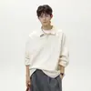 Camisa Polo de Color Sólido con Textura de Espiga Estilo Old Money para Hombre, Sudadera Retro de Corte Holgado Versátil para Pareja con Cuello de Solapa Moderna