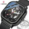 Reloj Mecánico Totalmente Automático Cuadrado de Moda para Hombre en TikTok, Reloj Mecánico Esqueleto Impermeable para Hombre