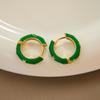 Aretes de Zirconia Esmaltada, Estilo de Nicho, Temperamento Suave, Aretes Retro de Moda, Forma de O, para Mujeres, Temporada de Primavera, Transfronterizo