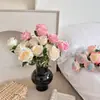 Buquê de Plástico Rosa Dia dos Namorados Decoração de Casa Flores Artificiais Sala de Estar Mesa de Jantar Arranjo de Flores Decoração com Flores Secas
