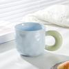 Taza fufu de leche con tapa cuchara taza de café de cerámica de alto valor para niña linda pareja oficina taza de desayuno