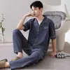 Pijama para Hombre 100% Algodón Puro Manga Corta Pantalón Largo Verano Delgado Cárdigan Se Puede Usar Afuera 2026 Nuevo Conjunto de Ropa para el Hogar