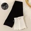 Leggings infantis outono e inverno para usar por fora listras verticais forro de fleece fino leggings infantis punhos de meia felpudos escovados em falso calças de nove pontos