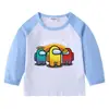 Camiseta de manga larga para niños, cuello redondo, para primavera y otoño, de la marca Among Us, para uso transfronterizo, camiseta interior para bebé niño