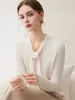¡Belleza intelectual! Suéter de cachemira para bebé con diseño de corbata integrada para mujer, tejido de punto ajustado, suéter versátil para usar como capa base