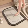 Tapete de Chão para Banheiro de Secagem Rápida, Tapete de Porta de Banheiro Luxuoso Absorvente Antiderrapante, Tapete de Entrada Estilo Francês de Terra de Diatomáceas