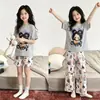 Conjunto de Tres Piezas de Dibujos Animados para Niñas Verano Nuevo Estilo Pijama de Manga Corta Ropa de Casa Súper Linda para Niños Conjunto de Pantalones Largos