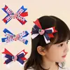 Grampo de Cabelo Laço Infantil Europeu e Americano Dia da Independência Americana Bandeira Nacional Feminina Camada Dupla Tridimensional Rabo de Andorinha Bico de Pato Três Cores