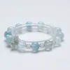 [Elevándose hacia las Nubes] Pulsera de Cristal de Aguamarina Natural para Mujer, Versátil Pulsera de Moda Luna Gris Aclaradora al por Mayor