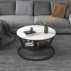 Mesa de café de losa de roca nórdica Sala de estar de apartamento pequeño Uso doméstico Estilo minimalista Mesa de café redonda de mármol Mesa Luz de lujo Moderna Simple