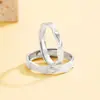 Anillo de Ola de Plata de Ley S925 Anillo de Pareja Eterno Par de Anillos para Hombre y Mujer Nicho Regalo de San Valentín Cumpleaños para Novia