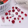 Rinestones Chinos Rojos para Uñas con Base Puntiaguda Irregulares Brillantes Gota de Agua Corazón Inclinado Cuadrado Gordo Año Nuevo Accesorios Rojos para Uñas Venta al por Mayor Transfronteriza