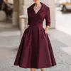 2026 Nova Roupa Feminina Europeia e Americana Amazon Shein Estação Independente Temperamento Formal Afunilamento na Cintura Emagrecedor Vestido Elegante